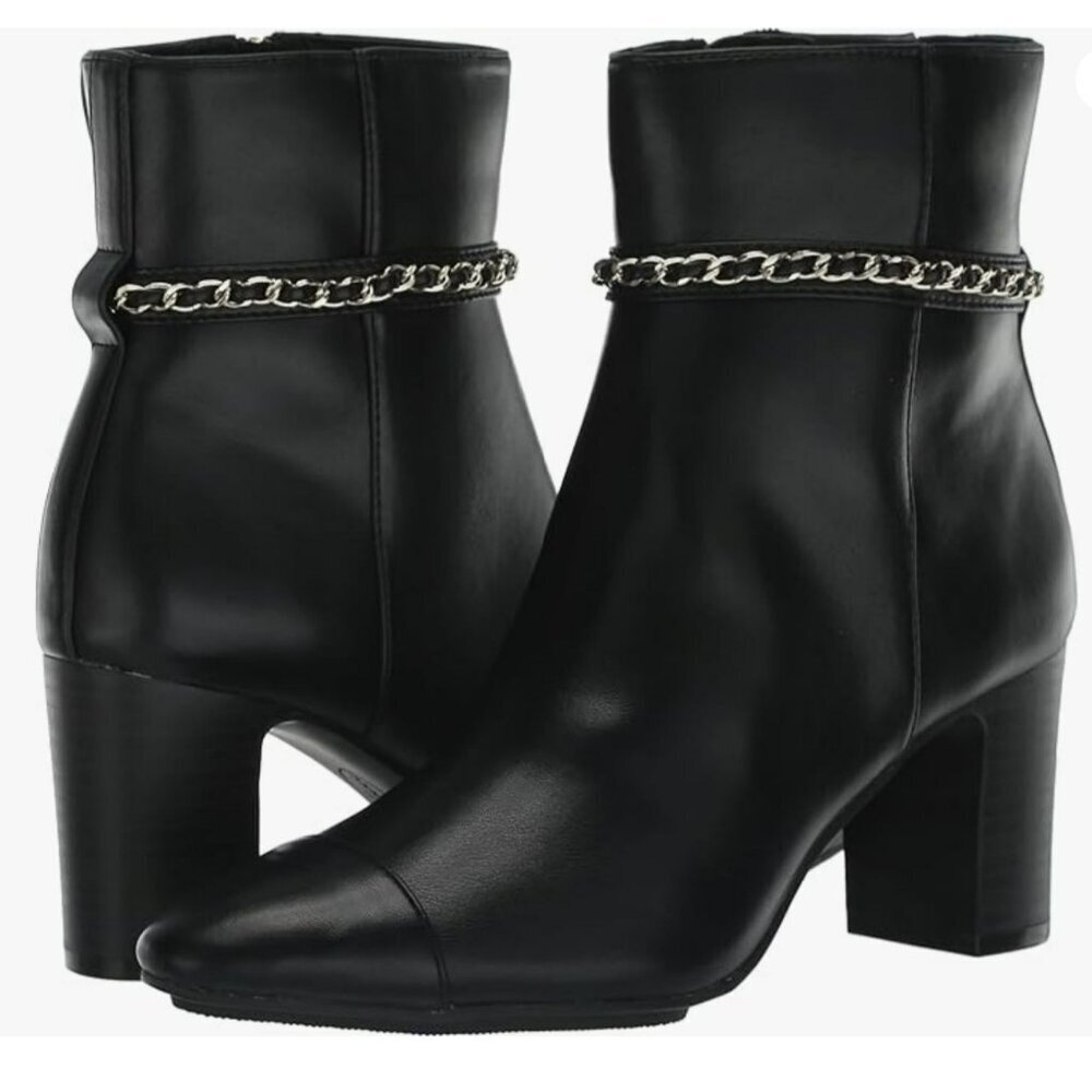 Anne Klein Suri Black Chain Ankle Boots Size 8.5 NEW